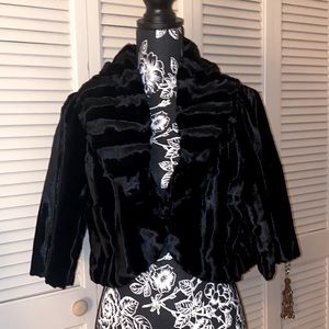 White House Black Market Black Faux Fur Bolero